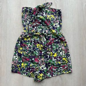 Topshop Flower Print Bandeau Romper